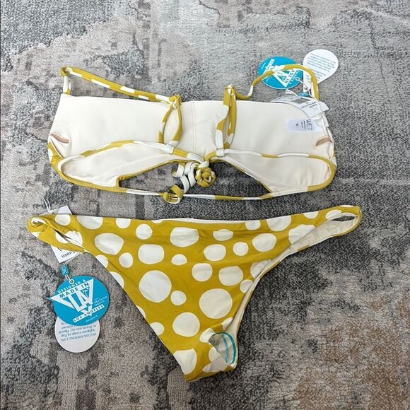 Yellow and White Polka Dot Bikini Swimwear - Picture 8 of 10